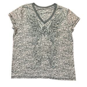 Green Source Fairy Grunge Burnout Rhinestone Graphic Top Size XL